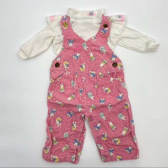 Vintage Oshkosh Overalls Bunny rabbit Easter SET